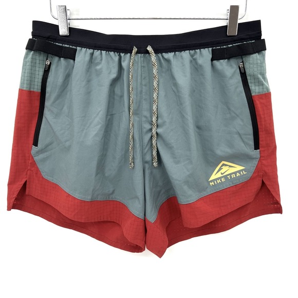Nike Trail Shorts Flex Stride 5" Men L Brief-Lined Running Gray Red CZ9052 - Picture 1 of 13